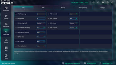 Sapphire PURE X870A WIFI 7 BIOS Overclock CPU Sapphire PURE X870A WIFI 7 BIOS Overclock CPU