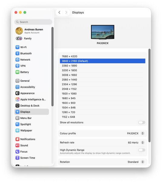 ProArt Display PA32KCX macOS Auflösung DispalyPort Stream mit DP1 4 ProArt Display PA32KCX macOS Auflösung DispalyPort Stream mit DP1 4