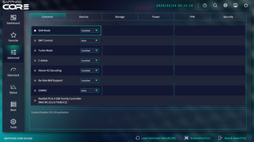 Sapphire PURE X870A WIFI 7 BIOS Advanced Common Sapphire PURE X870A WIFI 7 BIOS Advanced Common