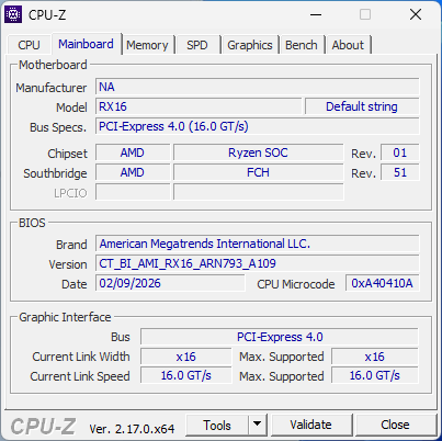 Acemagic RX16 CPUz Motherboard