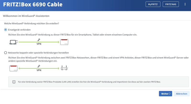 WireGuard VPN auf FritzBox WireGuard VPN auf FritzBox
