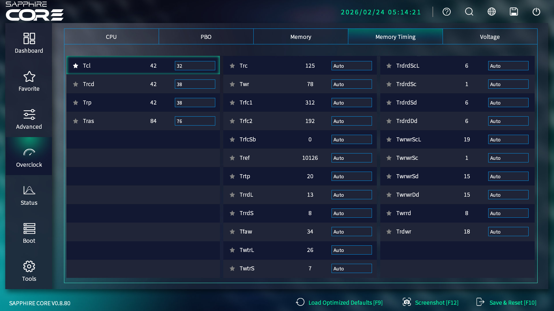 Sapphire PURE X870A WIFI 7 BIOS Overclock Timings