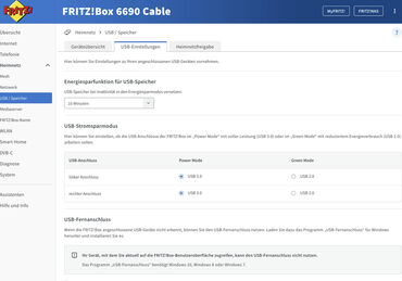Fritz Box NAS USB Einstellungen