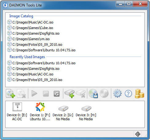 Daemon Tools Lite (Menüansicht) Daemon Tools Lite (Menüansicht)