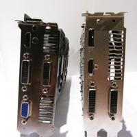 PowerColor AMD Radeon R9 285 Turbo Duo OC & ASUS Nvidia GeForce GTX 750ti OC (Anschlüsse stehend)