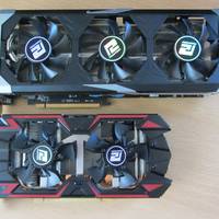 PowerColor R9 390x PCS+ (oben) und R9 285x Turbo Duo (unten) im Längenvergleich