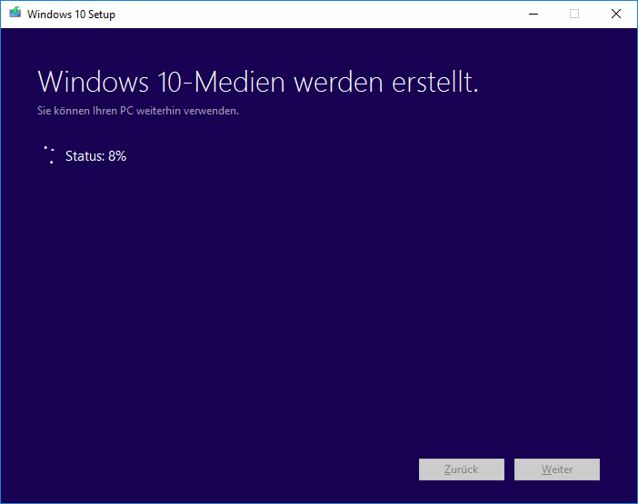 Windows 10 vom USB-Stick installieren 07 - Medium wird erstellt