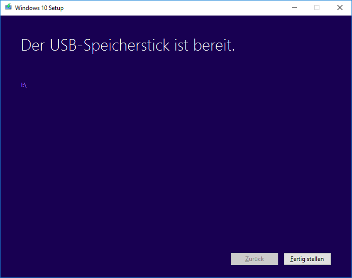 Windows 10 vom USB-Stick installieren 08 - Stick ist bereit