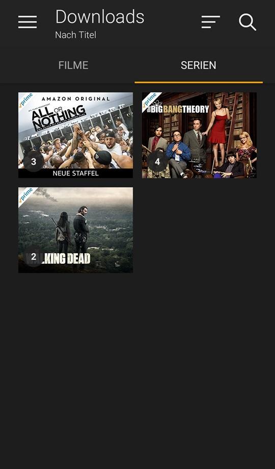 Amazon Prime Video App Screenshot