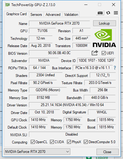 KFA2 GeForce RTX 2080 OC GPU-Z KFA2 GeForce RTX 2080 OC GPU-Z