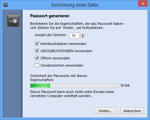 Steganos Safe 14 - Passwortgenerator Steganos Safe 14 - Passwortgenerator