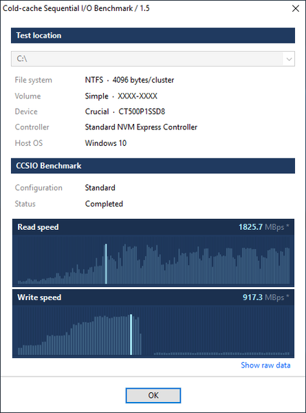 Cold-Cache-Sequential I-O-Benchmark - Erster Durchlauf Cold-Cache-Sequential I-O-Benchmark - Erster Durchlauf