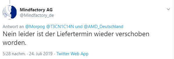 Mindfactory Ryzen Verfügbarkeit Twitter  Bild © Twitter