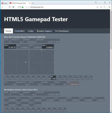 Wooting One (Html5 Gamepad Tester)