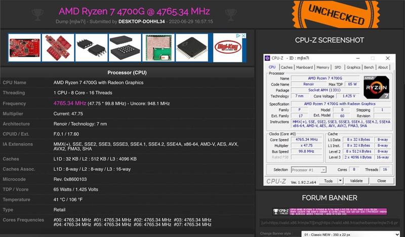 AMD Ryz 7 4700G OC AMD Ryz 7 4700G OC