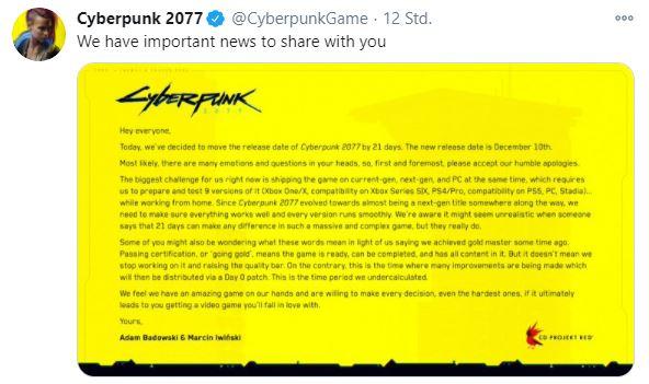 Cyberpunk 2077 erneut verschoben