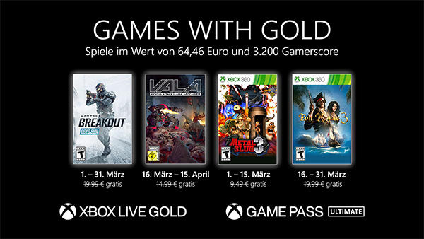 Xbox Games With Gold März 2021  Bild © Microsoft