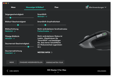 Logi Options Mauseinstellungen