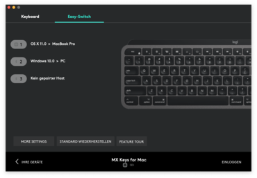 Logi Options-Software - MX Keys for Mac - Einstellungen