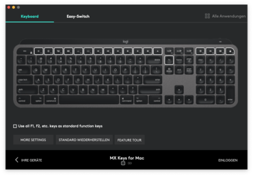Logi Options-Software - MX Keys for Mac - Funktionstasten