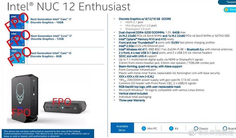 Intel NUC 12 Enthusiast “Serpent Canyon” Intel NUC 12 Enthusiast “Serpent Canyon”