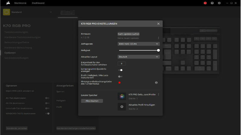 Corsair K70 RGB PRO Software