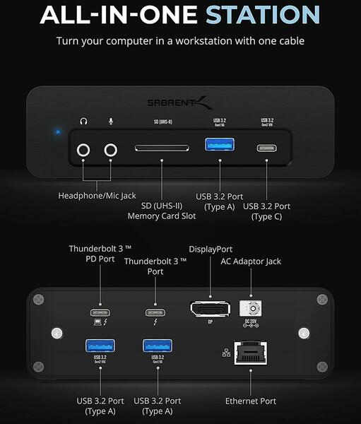 Sabrent Thunderbolt 3 NVMe SSD Docking Station 