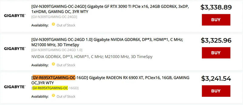 Gigabyte RX 6950XT Preis Gigabyte RX 6950XT Preis