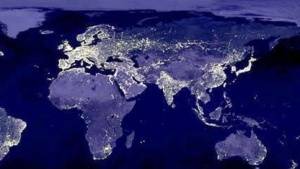 Europa, Australien & Asien bei Nacht
