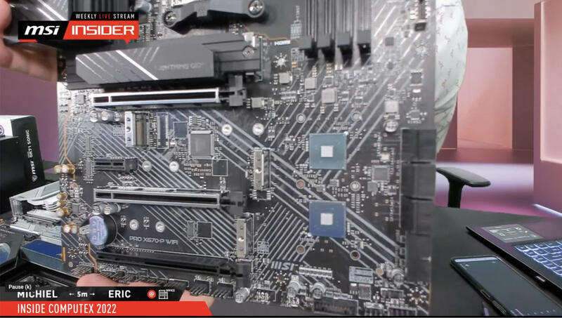MSI X670 Motherboard mit zwei Chipsätzen gezeigt