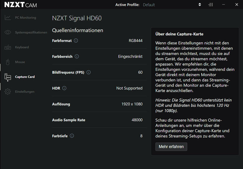 NZXT Signal HD60 Capture Karte NZXT-CAM NZXT Signal HD60 Capture Karte NZXT-CAM