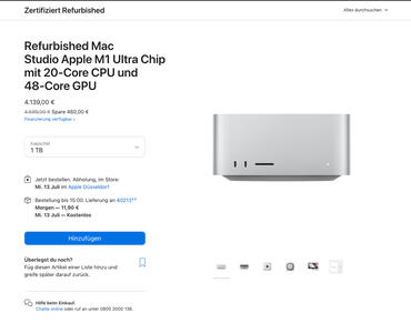 Mac Studio Refurbished Modelle bereits erhältlich