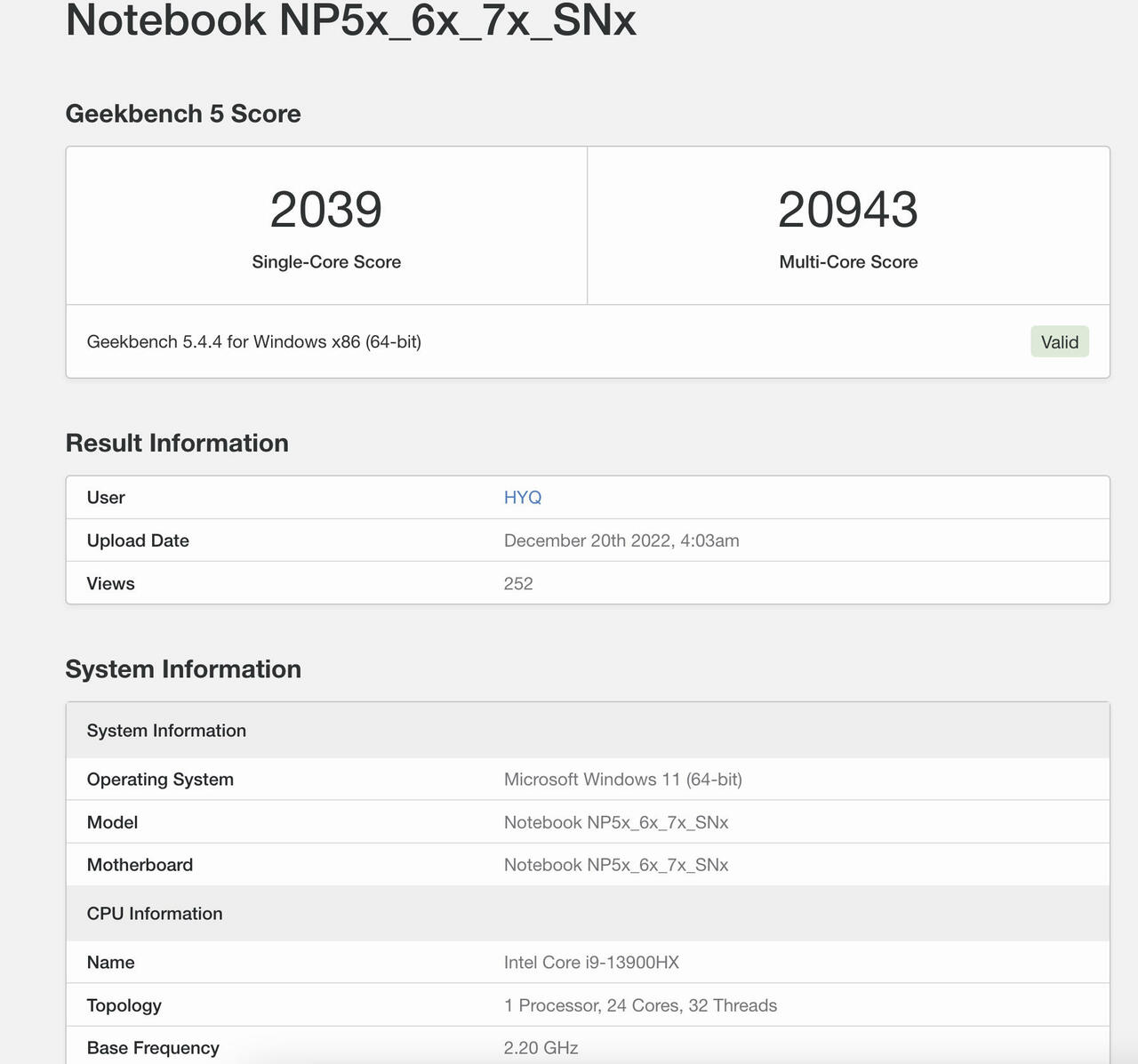 Intel Core i9-13900HX Benchmarks