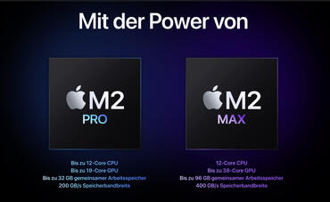 MacBook Pro 14"- und 16"-Modelle mit M2 Pro und M2 Max Chips