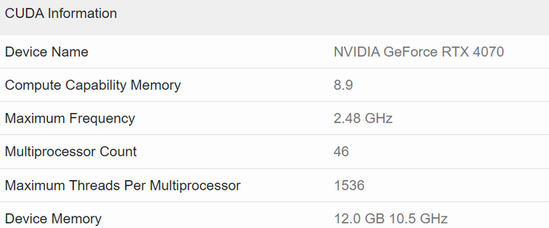 GeForce RTX 4070 Spezifikationen GeForce RTX 4070 Spezifikationen