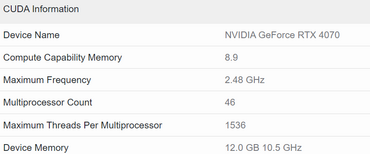 GeForce RTX 4070 Spezifikationen 