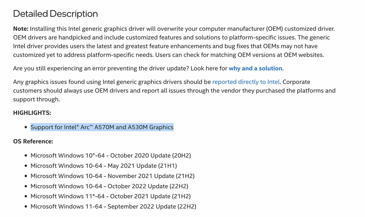 Intel Arc A570M und A530M Grafikchips