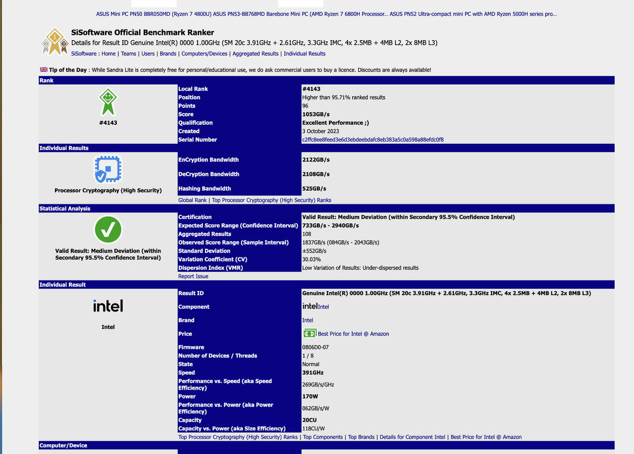 Lunar Lake CPUs Spezifikationen  Bild © Sisoftware