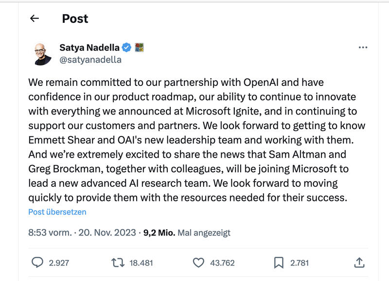 Ex-OpenAI-Boss Sam Altman von Microsoft für KI-Projekt abgeworben