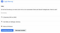 Facebook: „Login Warnung für Firefox auf Windows“ Mail erhalten, was nun?