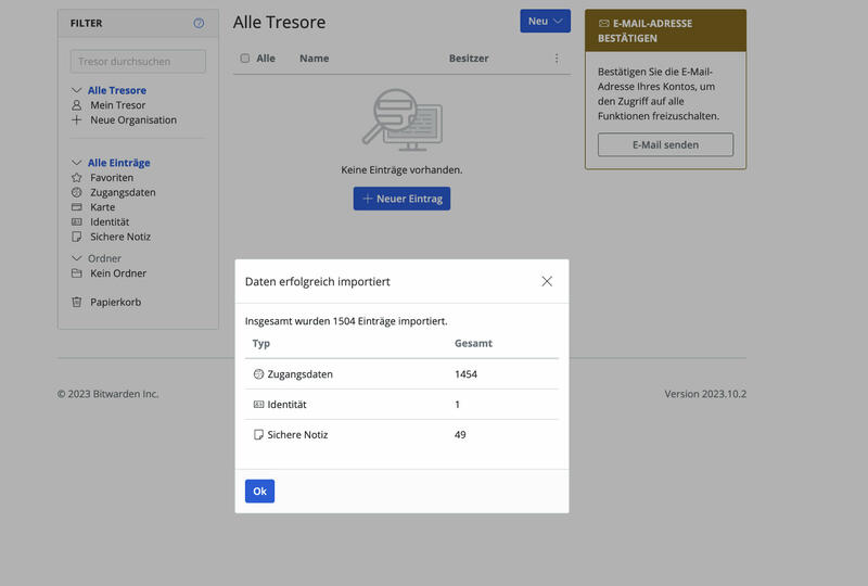 Passwort Manager Daten importieren Passwort Manager Daten importieren