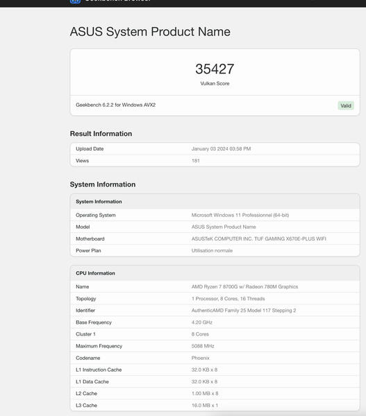 Ryzen 7 8700G APU Benchmarks geleakt Ryzen 7 8700G APU Benchmarks geleakt