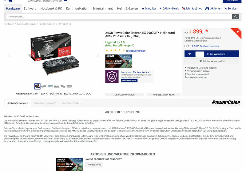 Preisbrecher: Radeon RX 7900 XTX für 899€ Preisbrecher: Radeon RX 7900 XTX für 899€