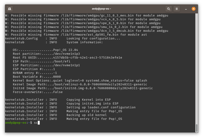 Pop!OS Kernel 6.8