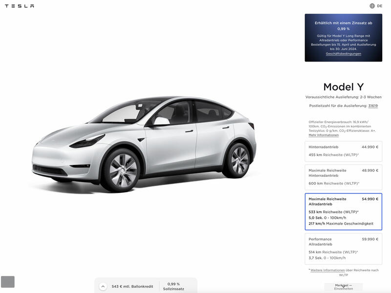 Model Y konfigurierbar Model Y konfigurierbar
