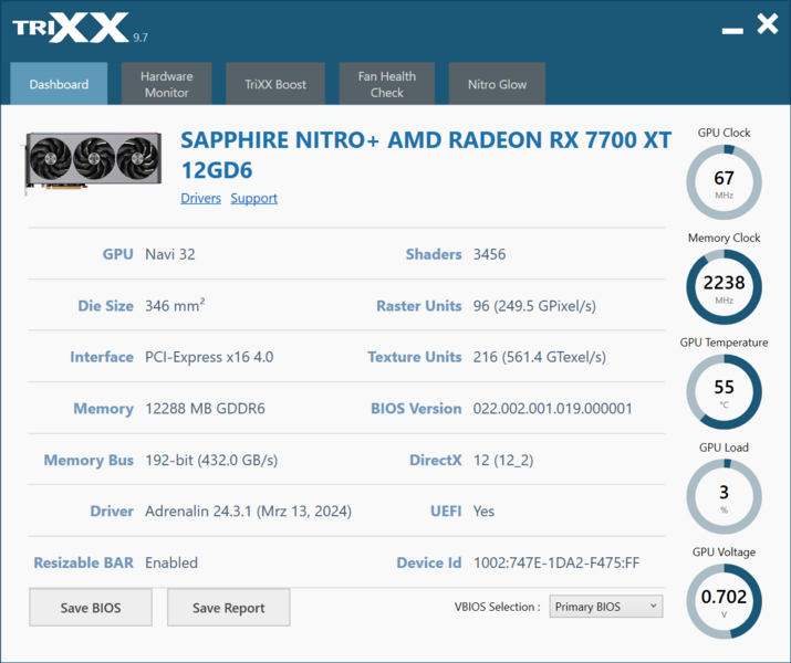 Sapphire Radeon RX 7700 XT Nitro+ in TriXX-Daten Sapphire Radeon RX 7700 XT Nitro+ in TriXX-Daten
