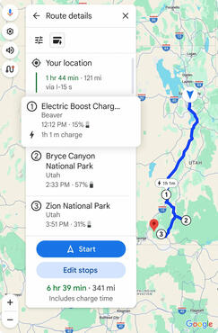 Google Maps Update für eAutos 