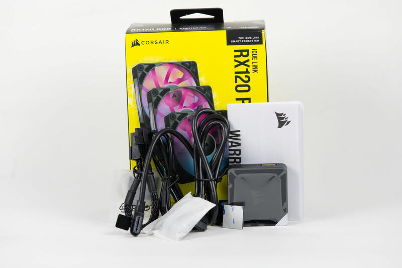 Corsair iCUE LINK RX120 RGB Starter Kit Lieferumfang Corsair iCUE LINK RX120 RGB Starter Kit Lieferumfang