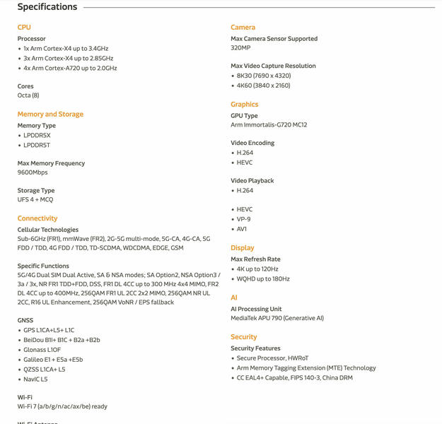 MediaTek Dimensity 9300+ MediaTek Dimensity 9300+