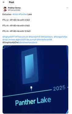 Intel Panther Lake Leak deutet auf Xe3-Kerne und mehrere Varianten hin